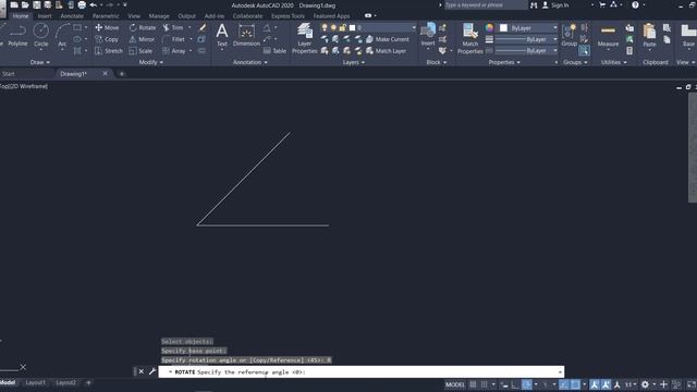 AutoCad 17 : ROTATE command смотреть онлайн