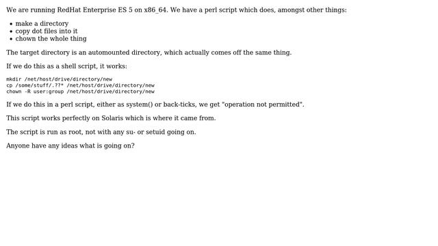 Perl script running as root can't do root things смотреть онлайн