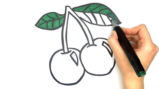 Рисунок вишня. Как нарисовать вишенки. Рисунки для детей РАСКРАСКИ РАЗВИВАШКИ смотреть онлайн