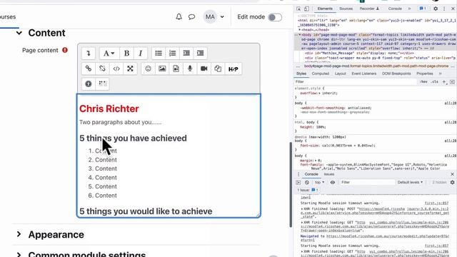 Modifying CSS in Moodle editor the cheat way when creating content смотреть онлайн