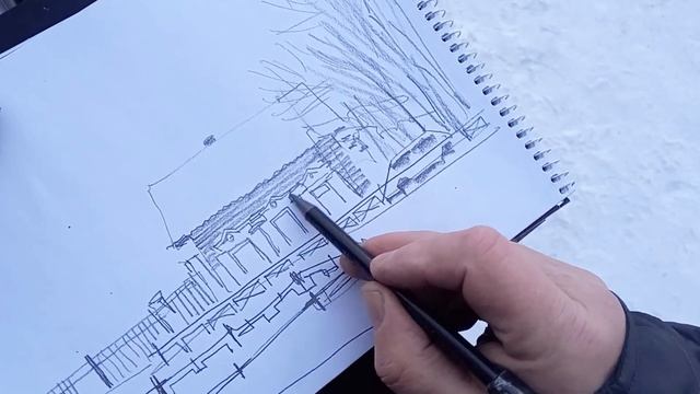 Городская зарисовка #Карандаш #Пленэр по-сибирски! ? #urbansketch #pencil