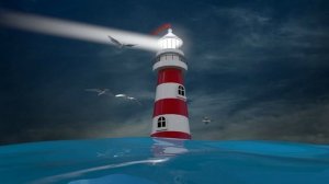 Море, маяк, чайки. 3D футаж бесплатно.  Sea, lighthouse, seagulls. 3D footage for free