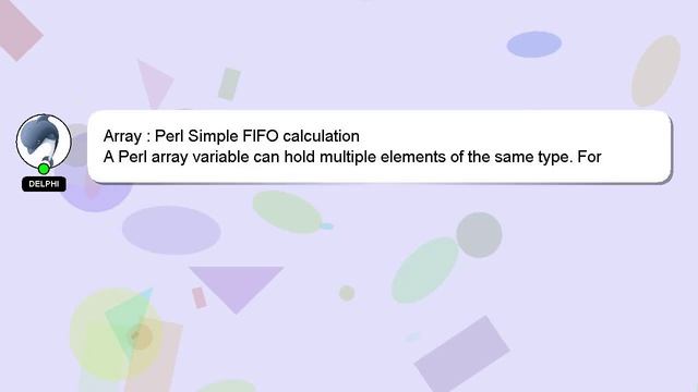 Array : Perl Simple FIFO calculation смотреть онлайн
