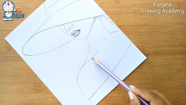 How to draw lady with a hat for beginners || Pencil sketch || şapka ile bir bayan nasıl çizileceğin смотреть онлайн