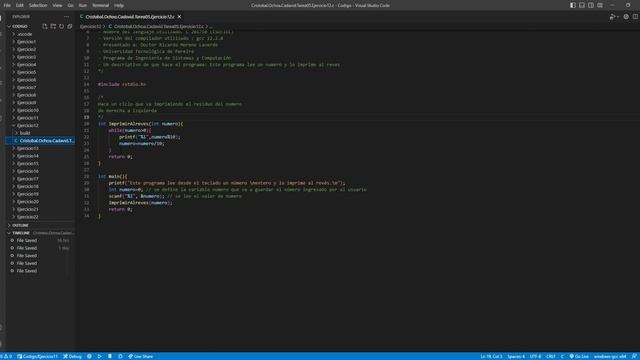 Cristobal Ochoa Cadavid Tarea05 Ejercicio12 c Codigo Visual Studio Code 2023 03 21 08 54 04 смотреть онлайн