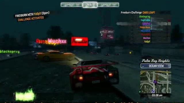 Burnout Paradise Freeburn Challenge Jump over 6 cars. смотреть онлайн
