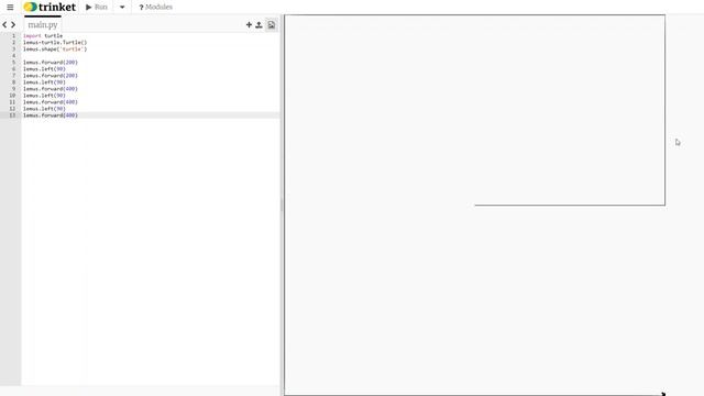 Trinket Python Turtle Lesson: Expanding the Turtle Grid смотреть онлайн