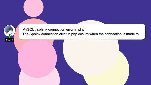 MySQL : sphinx connection error in php смотреть онлайн