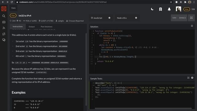 CodeWars || int32 to IPv4 || JavaScript || Code Challenge смотреть онлайн