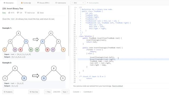 Grind 75 - Invert Binary Tree - Java Solution смотреть онлайн