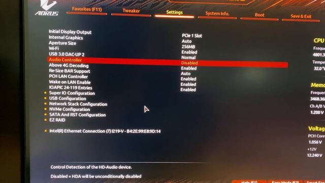 Как отключить (включить) встроенную звуковую плату через bios на материнской плате гигабайт смотреть онлайн