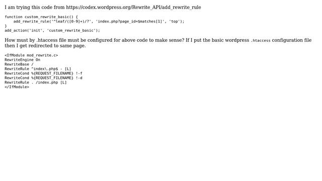 Wordpress: configuration of .htaccess for add_rewrite_rule to make sense смотреть онлайн