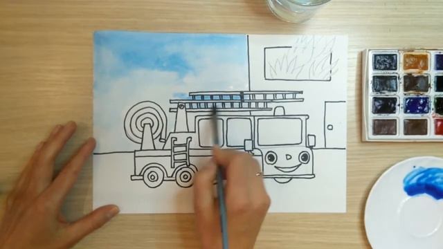 Пожарная машина рисунок Пожарная безопасность Как нарисовать пожарную машину Огонь друг огонь враг смотреть онлайн