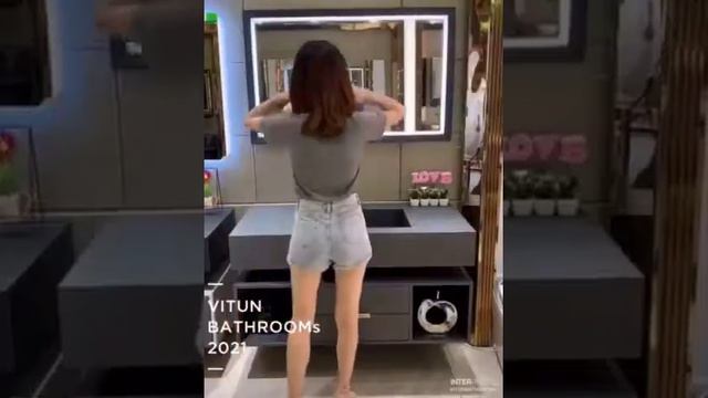 Black color big size washbasin top bathroom vanity cabinet factory in China смотреть онлайн