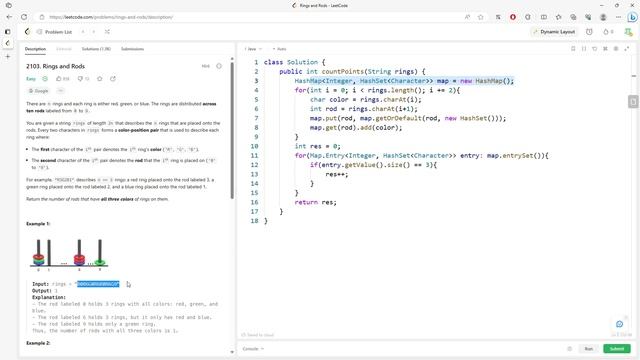 LeetCode 2103 | Rings and Rods | HashMap | Array | Java смотреть онлайн