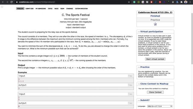 Problem A, B, C | Codeforces Round #715 (Div. 2) смотреть онлайн