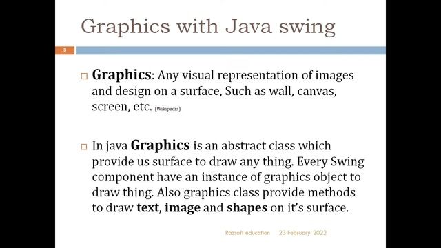 Introduction to graphics in java | How to draw shape in Java swing | Razsoft Education | part 01 смотреть онлайн