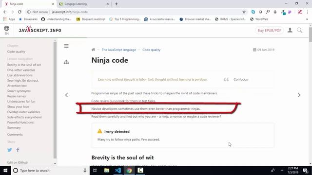 javascript.info The Modern JavaScript Tutorial 3.4 Ninja Code смотреть онлайн