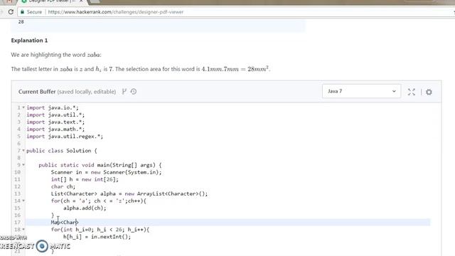 Designer PDF Viewer Hackerrank Algorithm Solution in Java смотреть онлайн