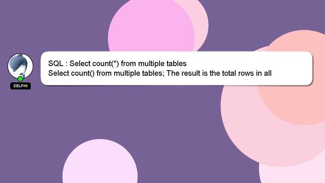 SQL : Select count(*) from multiple tables смотреть онлайн