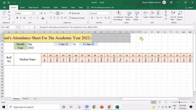 How To Create Fully Automated Attendance Sheet in Excel | Change the Month, & Days Automatically смотреть онлайн