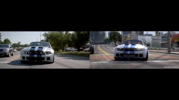 Need For Speed (Live Action) Mustang Scene GTA 5 side by side comparison