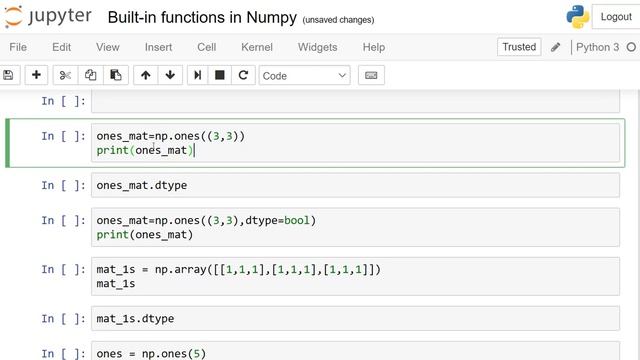 full,ones,zeros,empty,eye builtin functions in Numpy: Lesson 3 смотреть онлайн