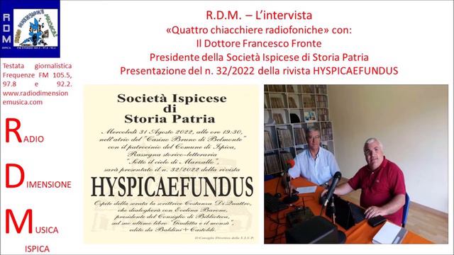 R.D.M. QUATTRO CHIACCHIERE RADIOFONICHE CON LO STORICO ISPICESE DOTTORE FRANCESCO FRONTE смотреть онлайн