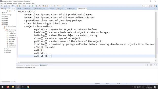 Object Class in Java Week 3 Session 3 смотреть онлайн