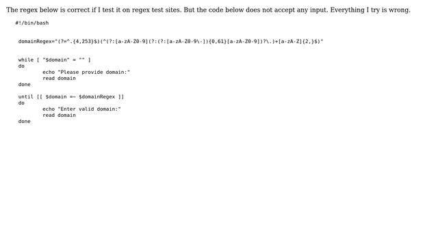 Unix & Linux: Check valid (sub)domain with regex in bash смотреть онлайн