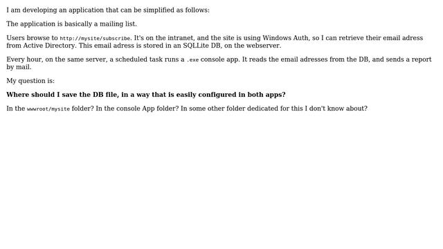 Where should I store the SQLLite file when it is shared between a web and a desktop app? смотреть онлайн