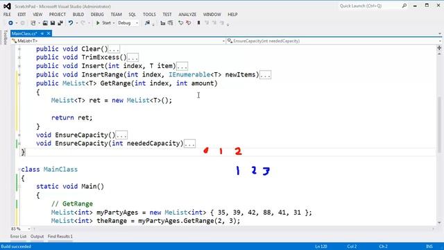 C# List GetRange() смотреть онлайн