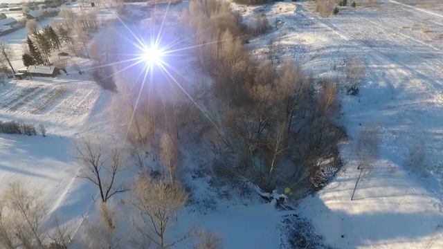 Деревня с высоты птичьего полёта зимой смотреть онлайн