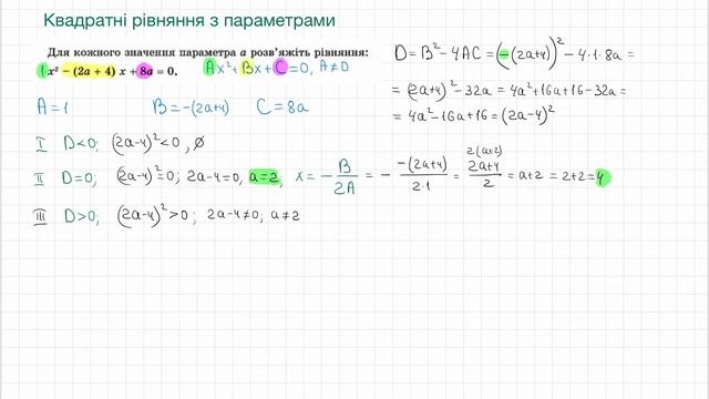 09. Квадратні рівняння з параметрами. Алгебра 8 кл. смотреть онлайн