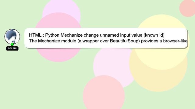 HTML : Python Mechanize change unnamed input value (known id) смотреть онлайн