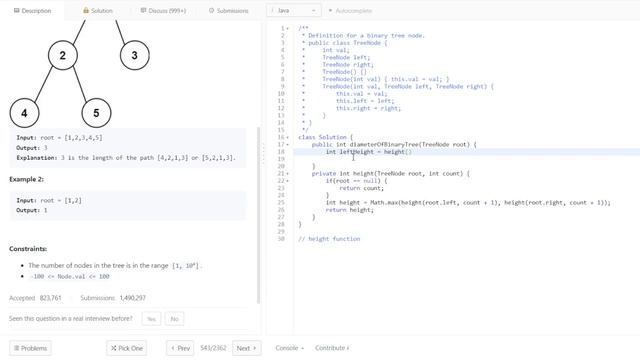 Grind 75 - Diameter of Binary Tree - Java Attempt смотреть онлайн