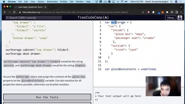 Accessing Nested Objects (Basic JavaScript) freeCodeCamp tutorial смотреть онлайн
