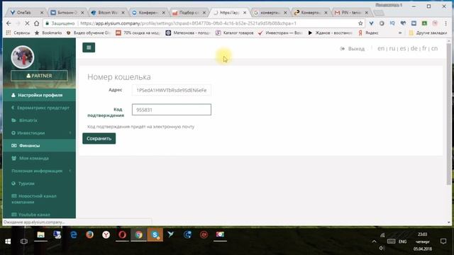 Заработок и вывод денег на Blockchain кошелек Элизиум компания