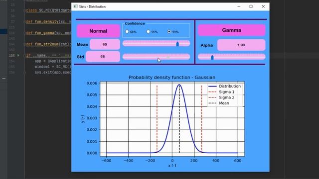 Python Pyqt5 GUI - Gaussian and Gamma Distribution - Visualization by a GUI builted in Python PyQt5 смотреть онлайн