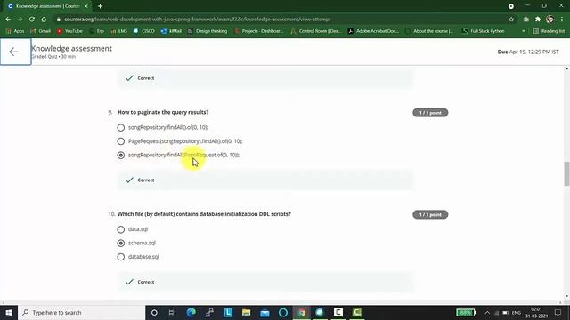 Web Development with Java Spring Framework week4 Knowledge assessment quiz answers смотреть онлайн