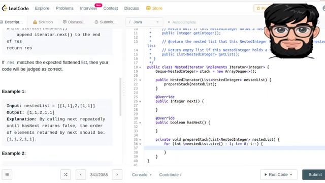 Leetcode Question 341 "Flatten Nested List Iterator" in Java смотреть онлайн