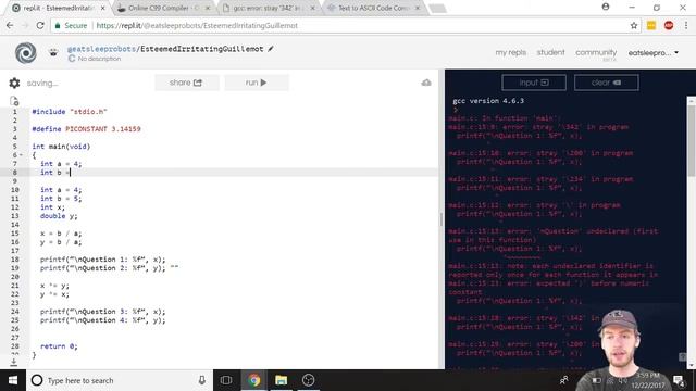 Stray Error in C Programming смотреть онлайн