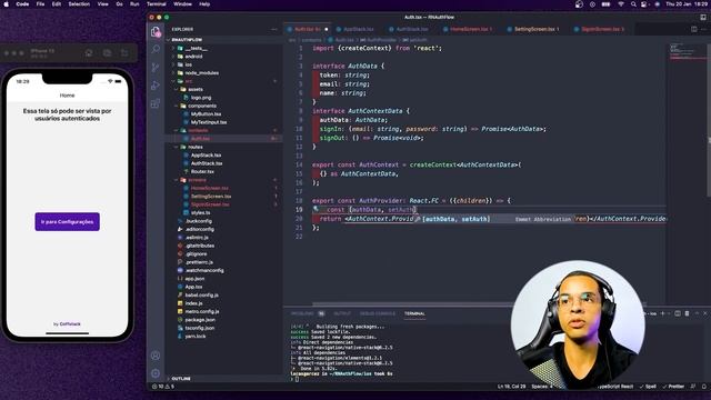 Autenticação no React Native (com TypeScript, React Navigation, React Context e Async Storage) смотреть онлайн