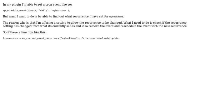 Wordpress: WordPress Cron how to find out my event recurrence? смотреть онлайн