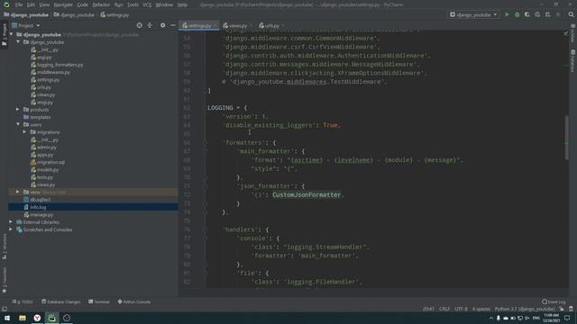 ЛОГИРОВАНИЕ В DJANGO #2. НАСТРОЙКА JSON ЛОГОВ И HANDLER РАЗДЕЛЕНИЕ смотреть онлайн