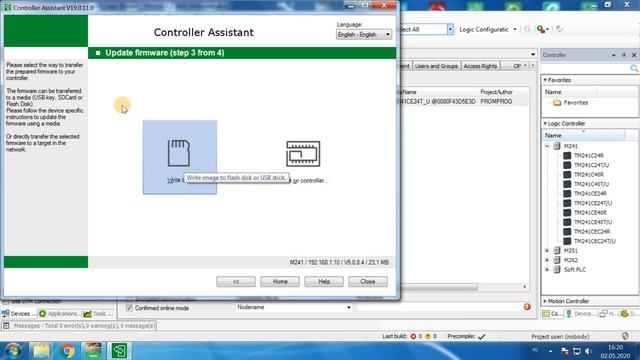 Обновление Firmware Schneider Electric M241 в EcoStruxure Machine Expert
