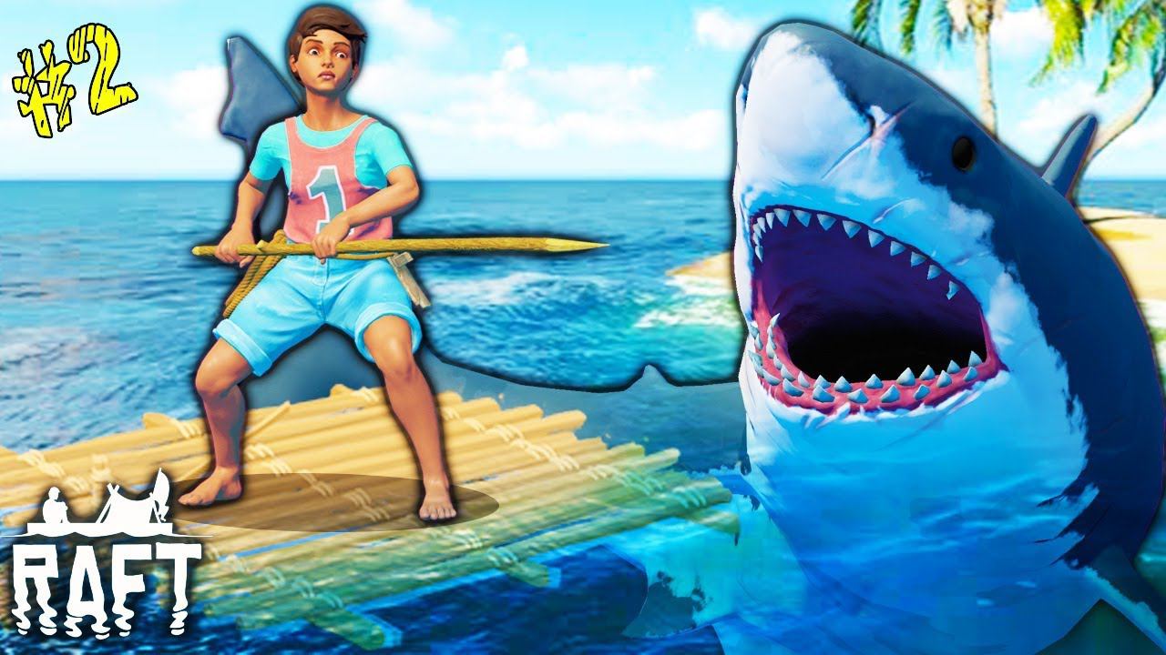 #2 ВЫЖИВАЕМ В ОКЕАНЕ C Cool Games спасемся от Акул строим Плот веселый летсплей игры RAFT от FGTV