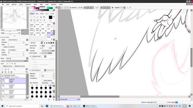 Drawing a Winged Kitsune Timelapse with Paint Tool Sai Symmetry Tool смотреть онлайн