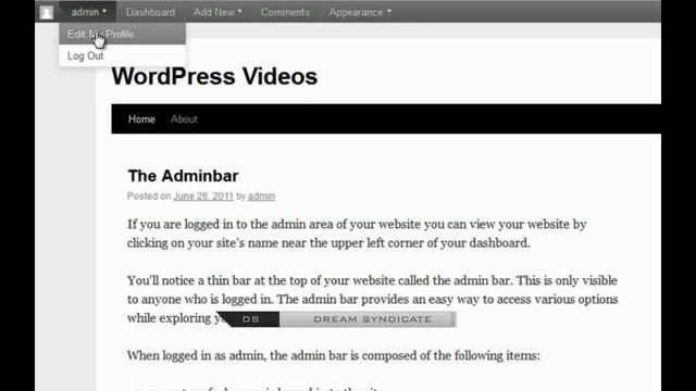 wordpress video tutorial -10- Introduction to the Wordpress Admin Bar смотреть онлайн