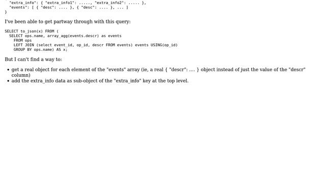 Databases: Merging one-to-many and one-to-one relation in the same JSON object in postgresql смотреть онлайн